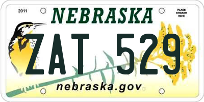 NE license plate ZAT529