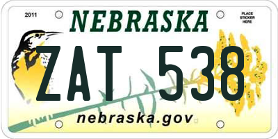 NE license plate ZAT538