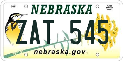 NE license plate ZAT545