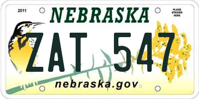 NE license plate ZAT547