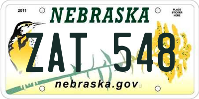 NE license plate ZAT548