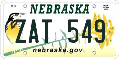 NE license plate ZAT549