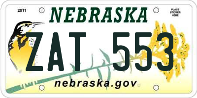 NE license plate ZAT553
