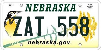NE license plate ZAT558