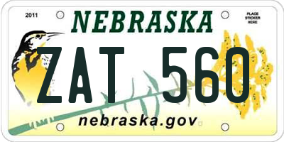 NE license plate ZAT560
