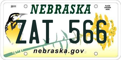 NE license plate ZAT566