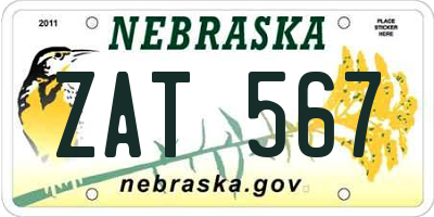 NE license plate ZAT567