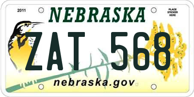 NE license plate ZAT568
