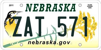 NE license plate ZAT571