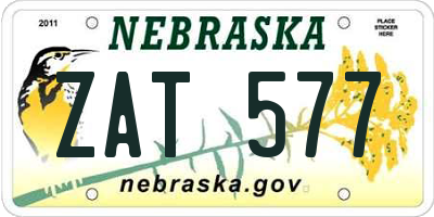 NE license plate ZAT577
