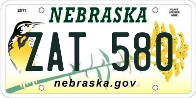 NE license plate ZAT580