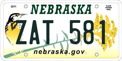 NE license plate ZAT581