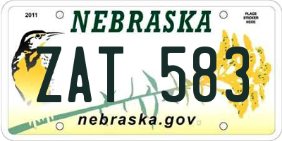 NE license plate ZAT583