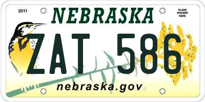 NE license plate ZAT586