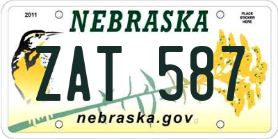 NE license plate ZAT587