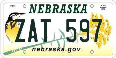 NE license plate ZAT597