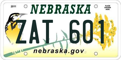 NE license plate ZAT601