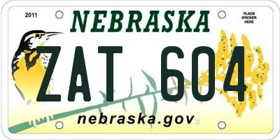 NE license plate ZAT604