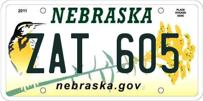NE license plate ZAT605