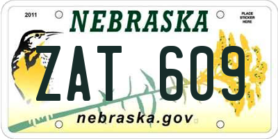 NE license plate ZAT609