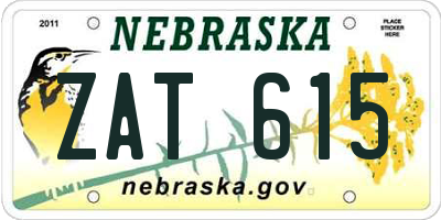 NE license plate ZAT615