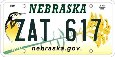 NE license plate ZAT617