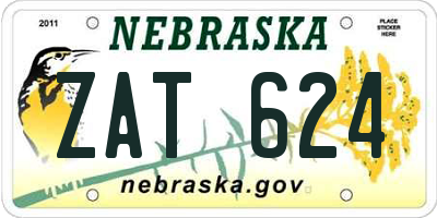 NE license plate ZAT624