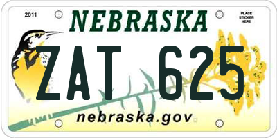 NE license plate ZAT625