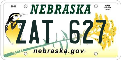 NE license plate ZAT627