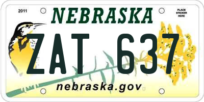 NE license plate ZAT637