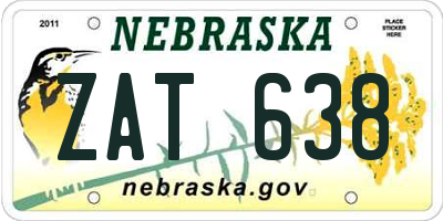 NE license plate ZAT638
