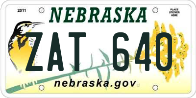 NE license plate ZAT640