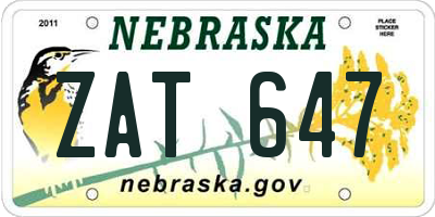 NE license plate ZAT647