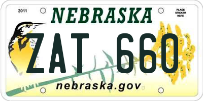 NE license plate ZAT660