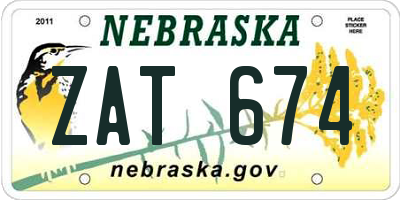 NE license plate ZAT674