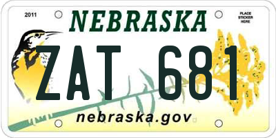 NE license plate ZAT681