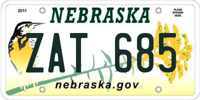 NE license plate ZAT685
