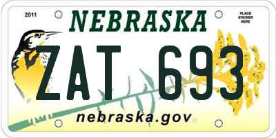 NE license plate ZAT693
