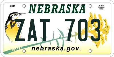 NE license plate ZAT703