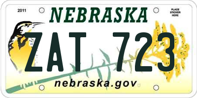 NE license plate ZAT723