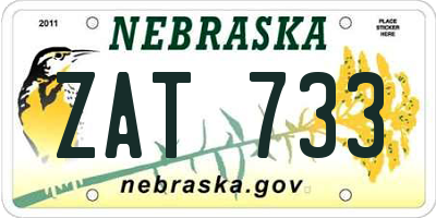 NE license plate ZAT733
