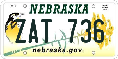 NE license plate ZAT736