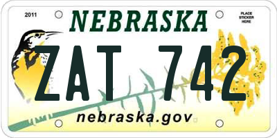 NE license plate ZAT742