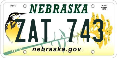 NE license plate ZAT743