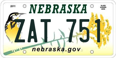 NE license plate ZAT751