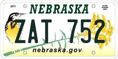 NE license plate ZAT752