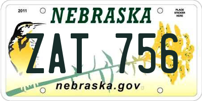 NE license plate ZAT756