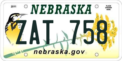 NE license plate ZAT758