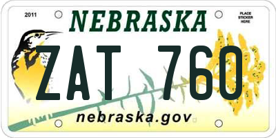 NE license plate ZAT760