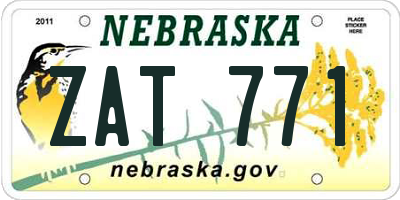 NE license plate ZAT771